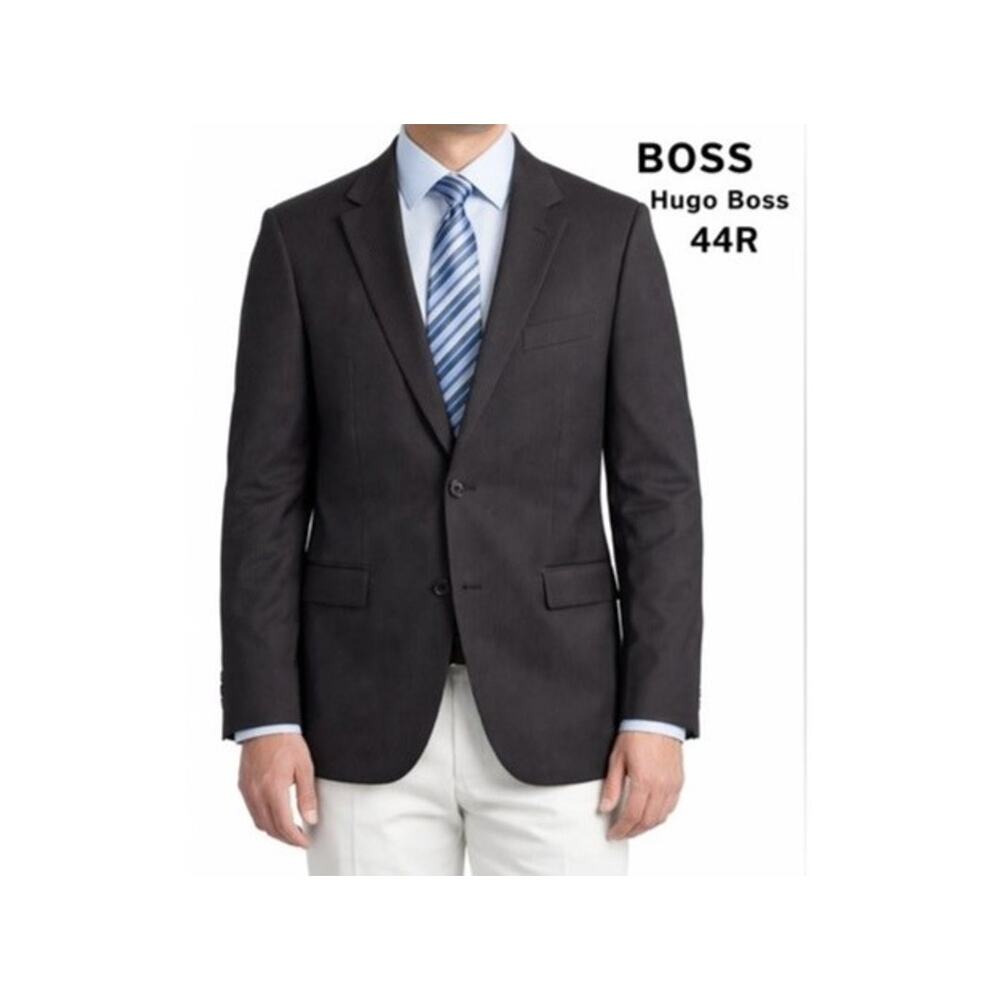 Hugo Boss BOSS Blazer Mens 44R 100% Virgin Wool Gray Pinstripe Suit Jacket Luxe
